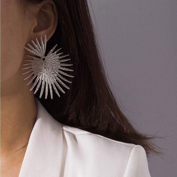 ⭐️✨Silver Sunburst earrings ✨⭐️ - Picture 3 of 7